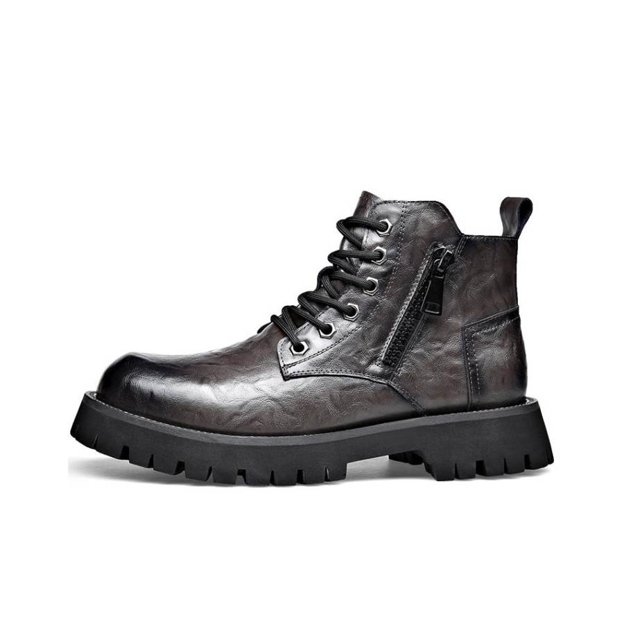 KACHILANG KACHILANG Cow Split Leather Short Combat Boots Men's