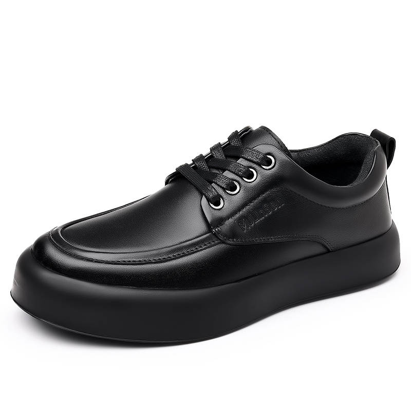Mulinsen Top Grain Cow Leather Casual Shoes Men's Black