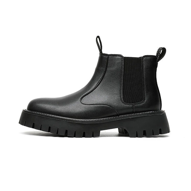 GZZ Microfiber Leather Short Chelsea Boots Men's Black