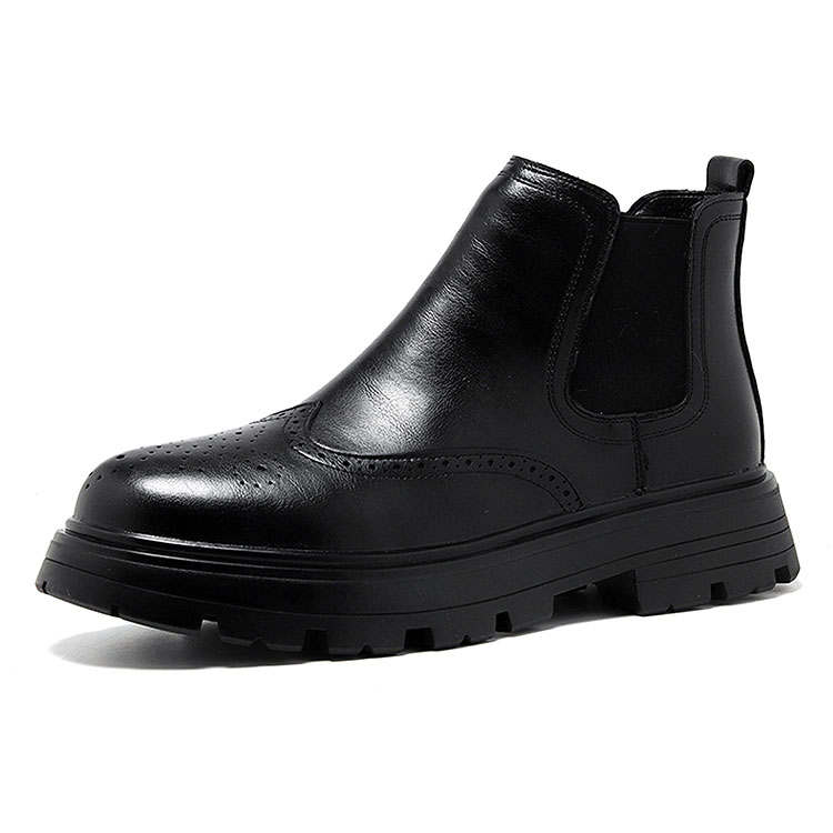 KAQIAODI Microfiber Leather Short Chelsea Boots Men's Black