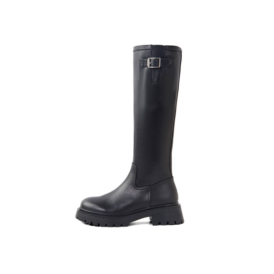 PT'SON PT'SON Cow Split Leather Knee high Boots Women's Black