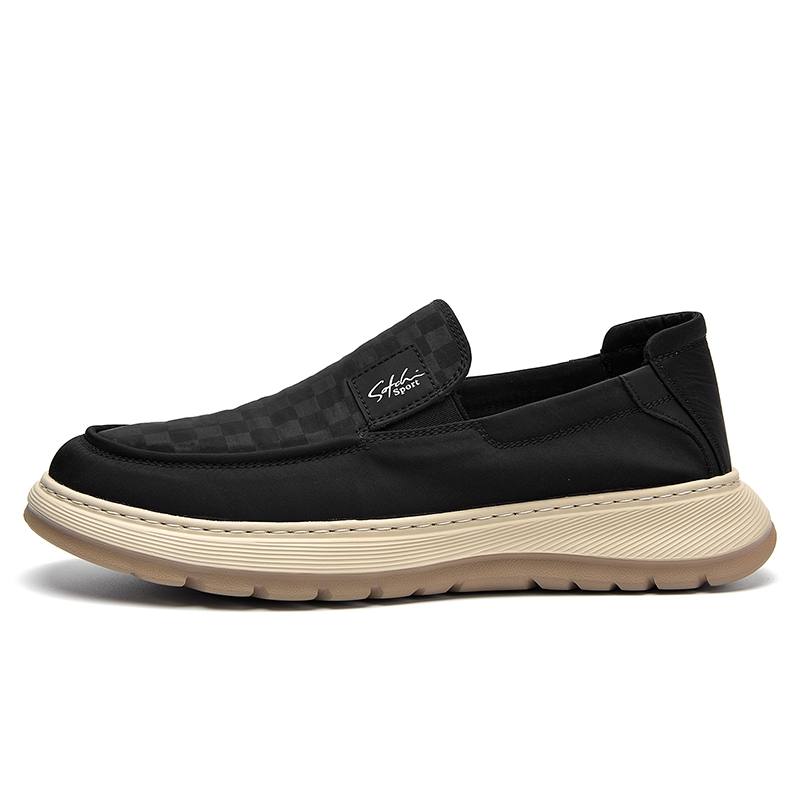 SATCHI SPORT Summer Versatile Fabric Lightweight Anti Slip Low top Slip on Casual Shoes Men's Black