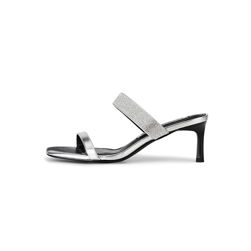TOOMANYSHOES Slide Slippers Women's Silver
