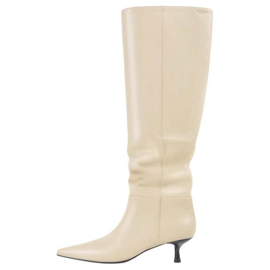 VAGABOND SHOEMAKERS Lykke Leather Knee high Boots 4.7CM Women's Beige