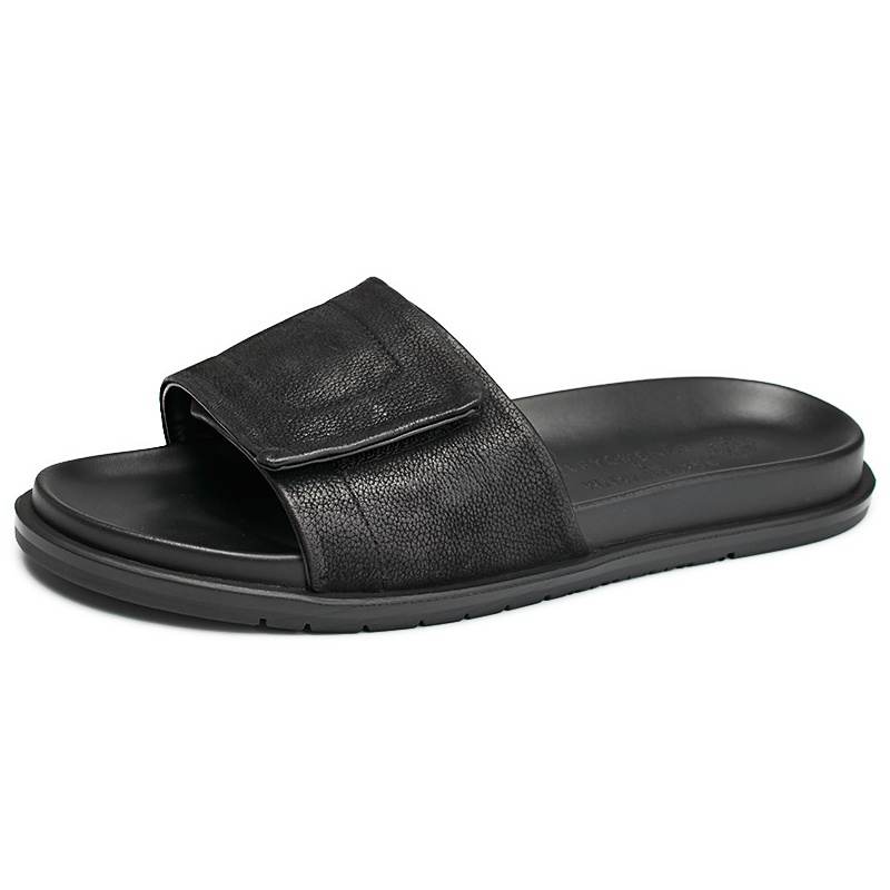 Brounvanm Rubber Sole Slip Resistant Slide Slippers Men's Black