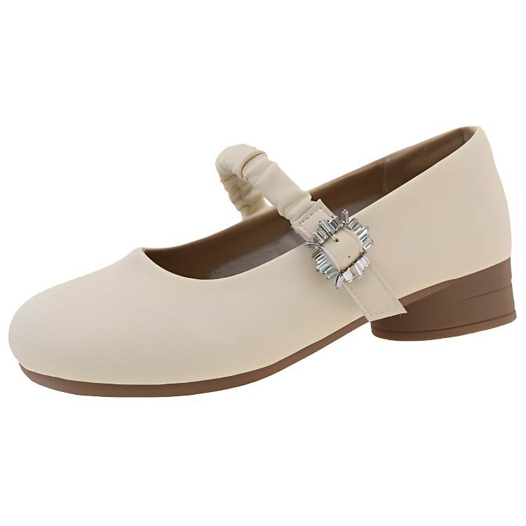 LXVB Pu Chunky Heel Mary Jane Shoes 4cm Women's