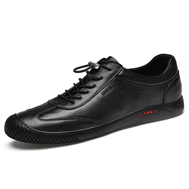 XIMO BULL Casual Leather Shoes Men's Low Top Black