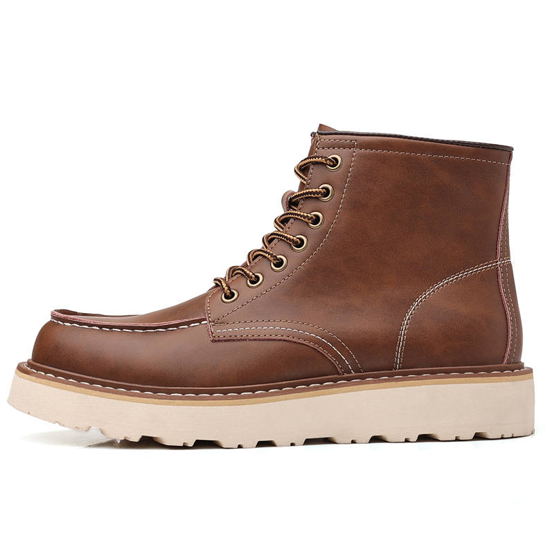 MINGYITU Cow Leather Combat Boots Men's