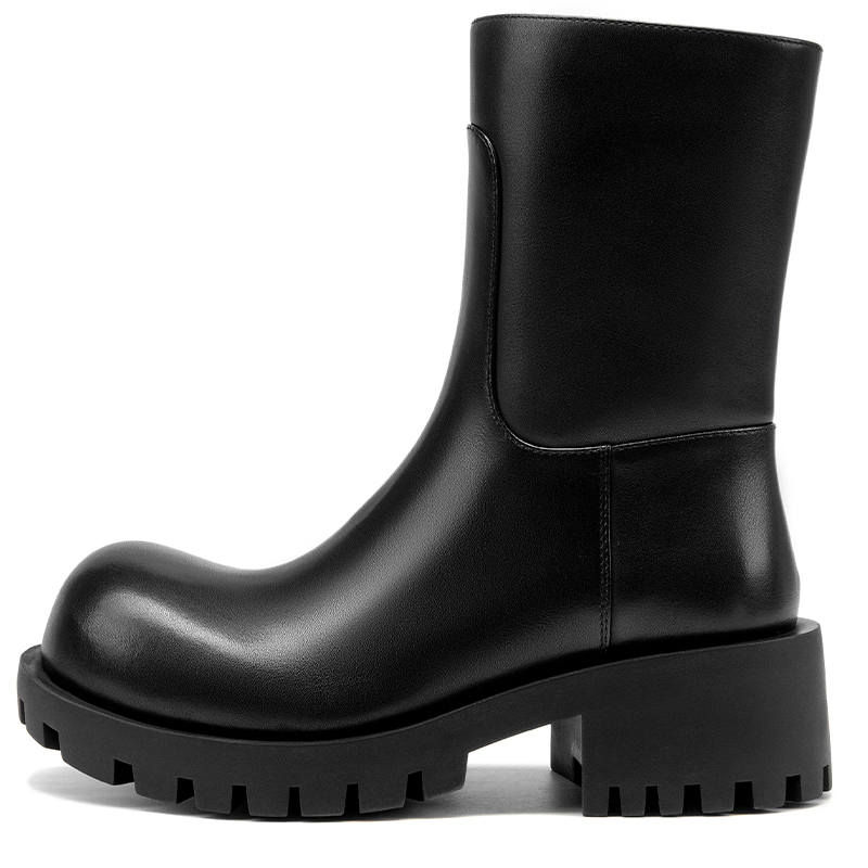 Beau Today Top Grain Cow Leather Ankle Boots Women's Black