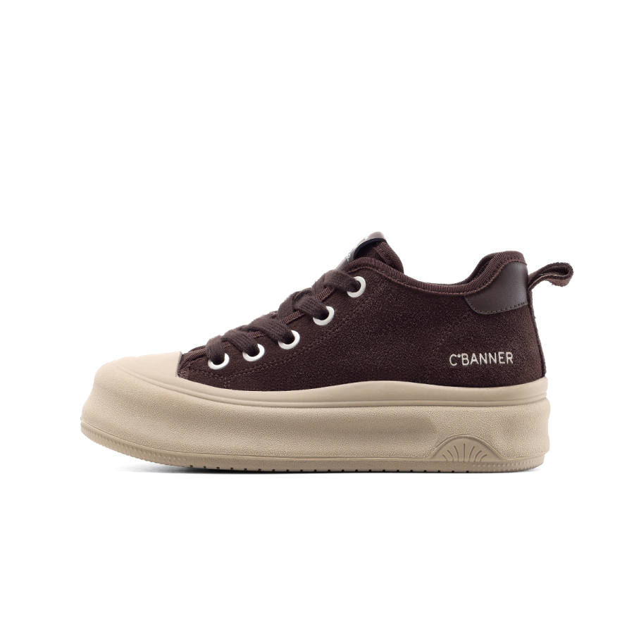 C°BANNER Cow Split Leather Fleece Lined Thermal, Vintage Minimalist Style Abrasion Resistant High top Skateboard Shoes