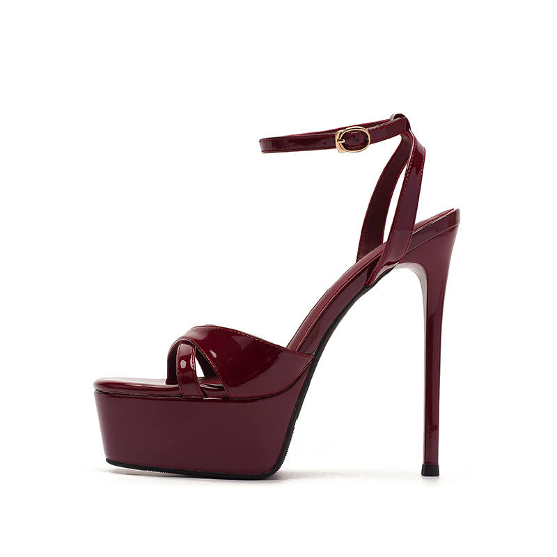 Zubumei Patent Leather One Strap Sandals Women's