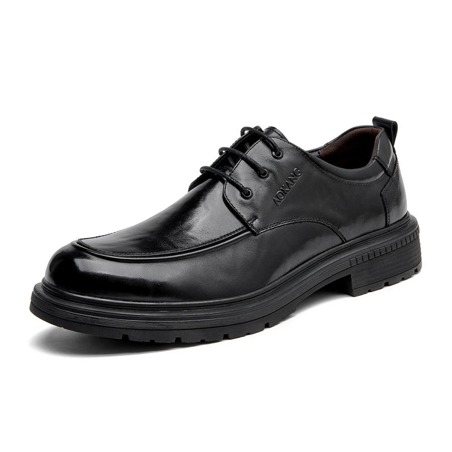 AOKANG Top Grain Cow Leather Casual Leather Shoes Men's Black