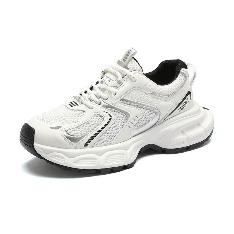 PARK DANCE Microfiber Leather Low top Chunky Sneakers Women's White