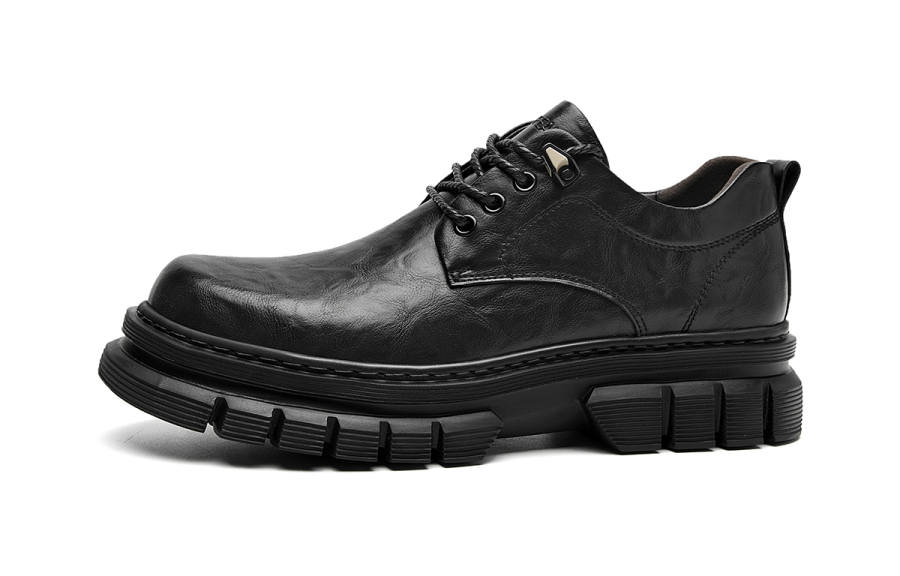 HLA Trendy Platform Abrasion Resistant Low Top Work Boots With Height Increasing Casual Leather Shoes Men's