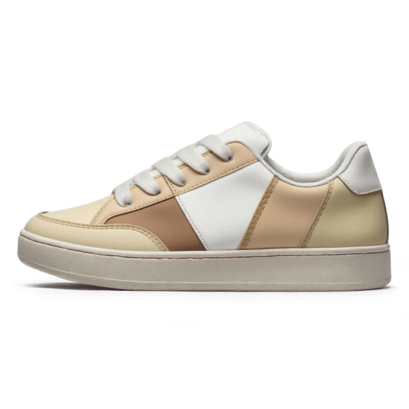 SHUXIAOBEI Synthetic Leather Low top Skateboard Shoes Unisex White Brown