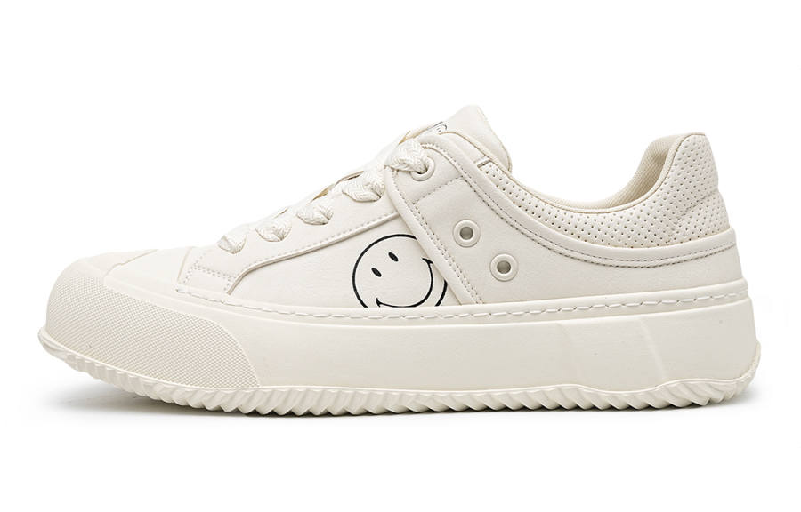 SMILEY SMILEY Cow Split Leather Fabric Low top Canvas Shoes Men's