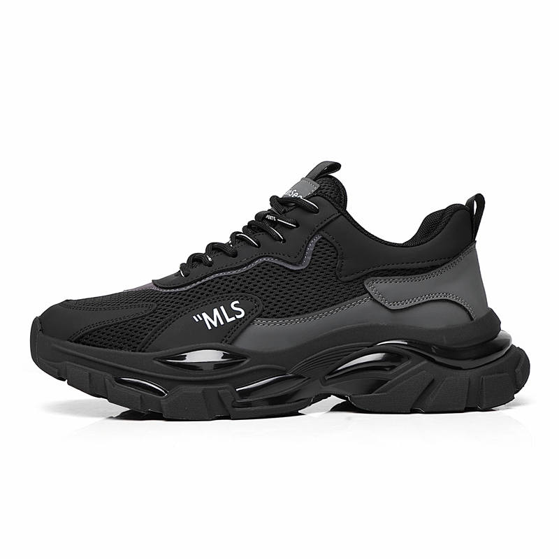 Mulinsen Mesh Cushioning Slip Resistant Abrasion Resistant Breathable Low top Casual Shoes Men's Black