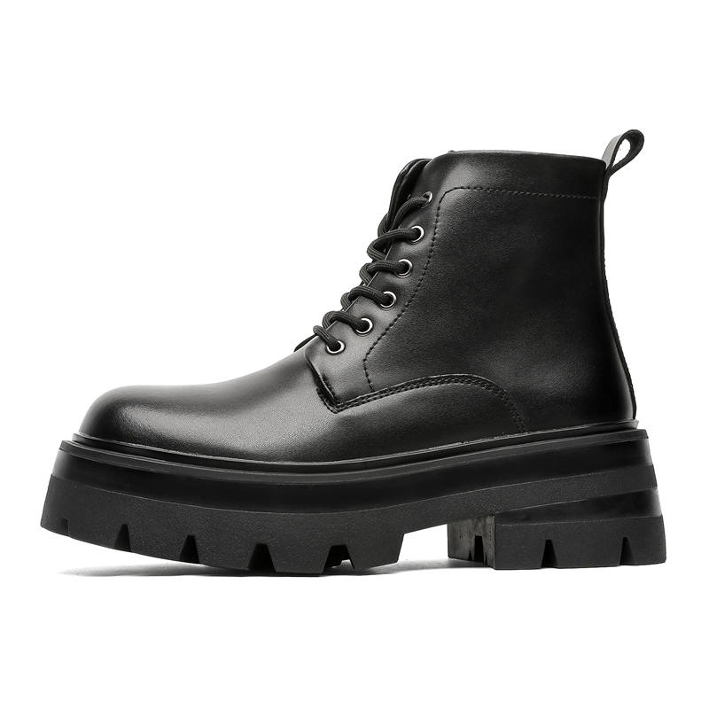 CHILANG CHILANG Microfiber Leather Short Combat Boots Men's Black