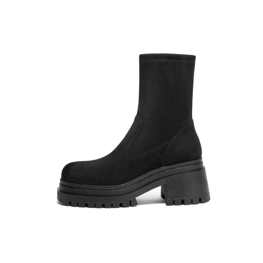 BELLE Fabric Ankle Boots 6CM Women's Black, Gray Coffee