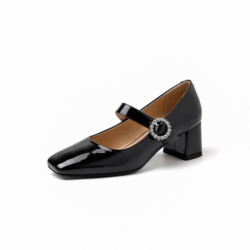 MOLIN Cow Leather Chunky Heel Mary Jane Shoes 5.5cm Women's