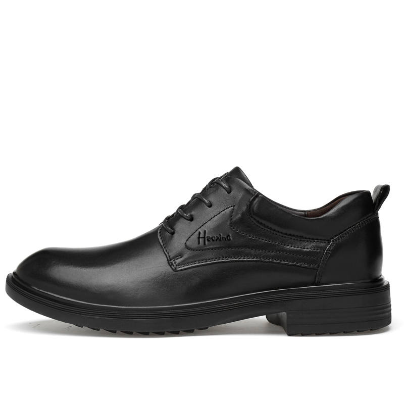HAOXING Top Grain Cow Leather Casual Shoes Men's Black