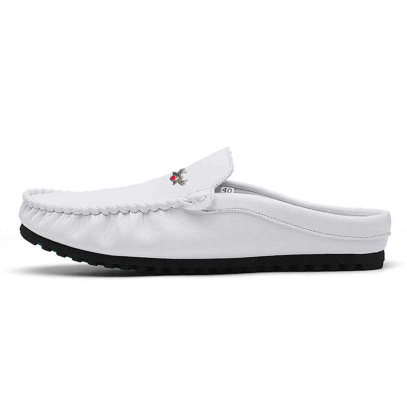YINGLUNQISHI Rubber Sole Closed Toe Slippers Men's White