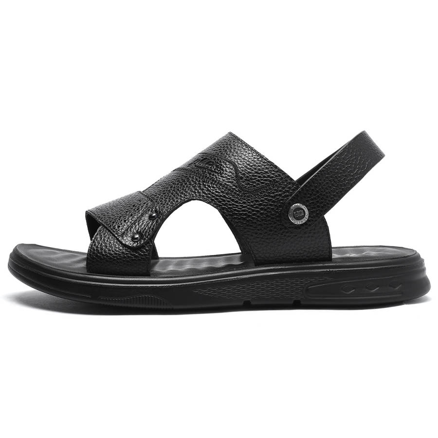 Mulinsen Slippers Top Grain Cow Leather Beach Sandals Men's