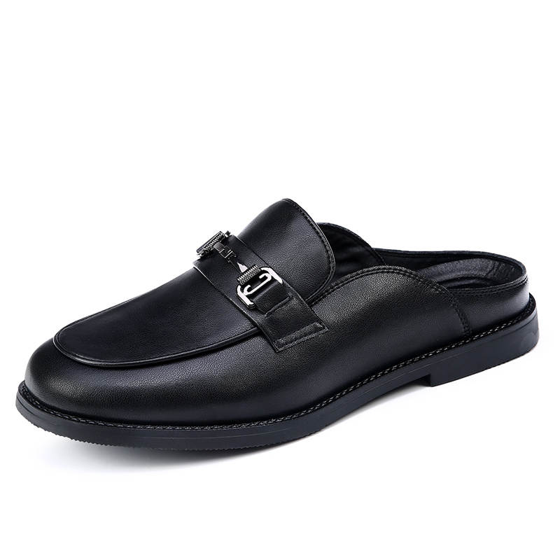 XIAOTOULANG Rubber Sole Abrasion Resistant Slip Resistant Closed Toe Slippers Men's Black