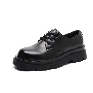 JASONSTAR Derby Shoes Cow Leather Height Increasing Casual Shoes Men's Black Matte Leather Shoes