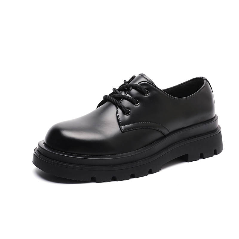 JASONSTAR Derby Shoes Cow Leather Height Increasing Casual Shoes Men's Black Matte Leather Shoes