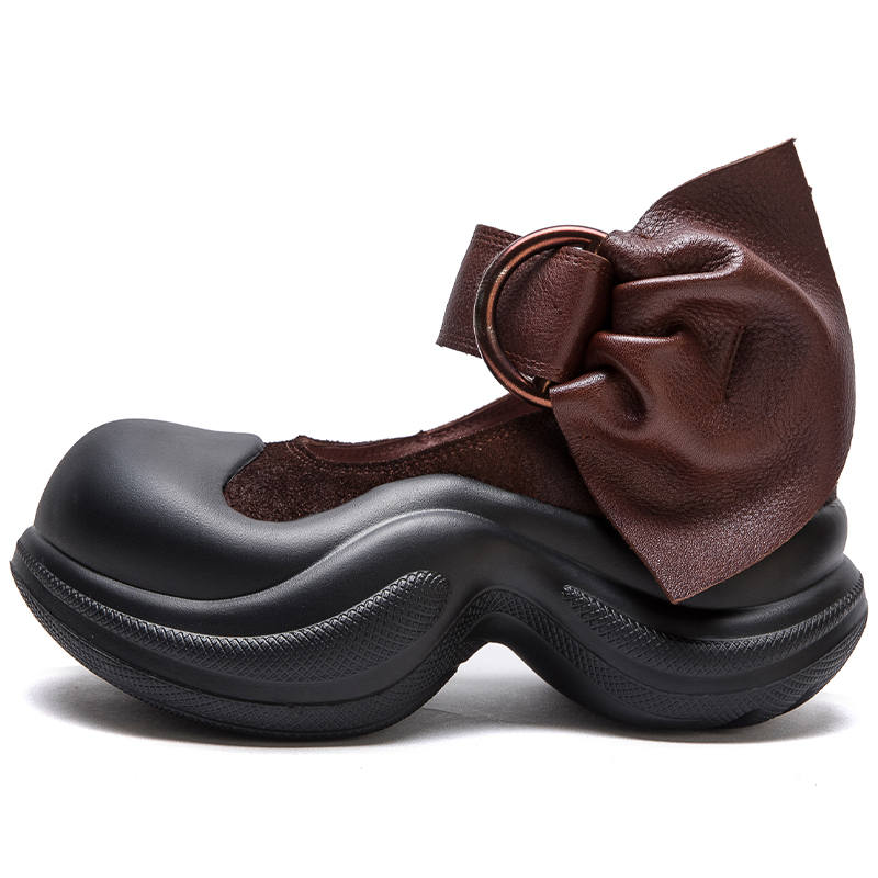 MATA Top Grain Cow Leather Platform Mary Jane Shoes 6CM Women's