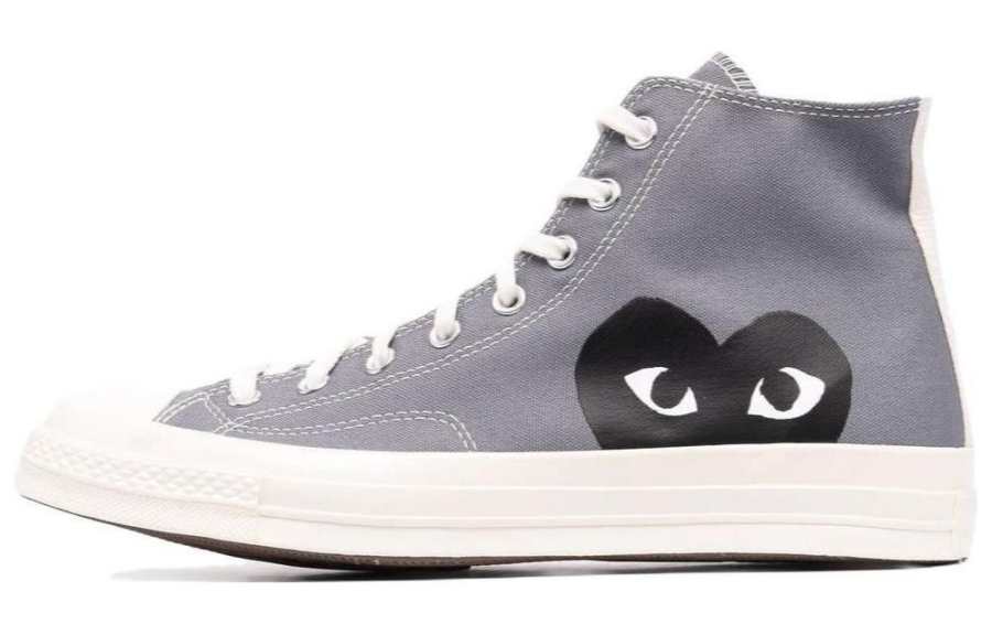 CDG Play x Converse Fabric High top Skateboard Shoes Unisex Gray