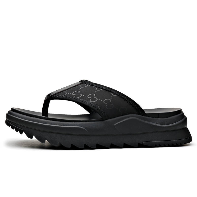 LUOMAIKE Cotton Fabric Flip Flops Men's Black