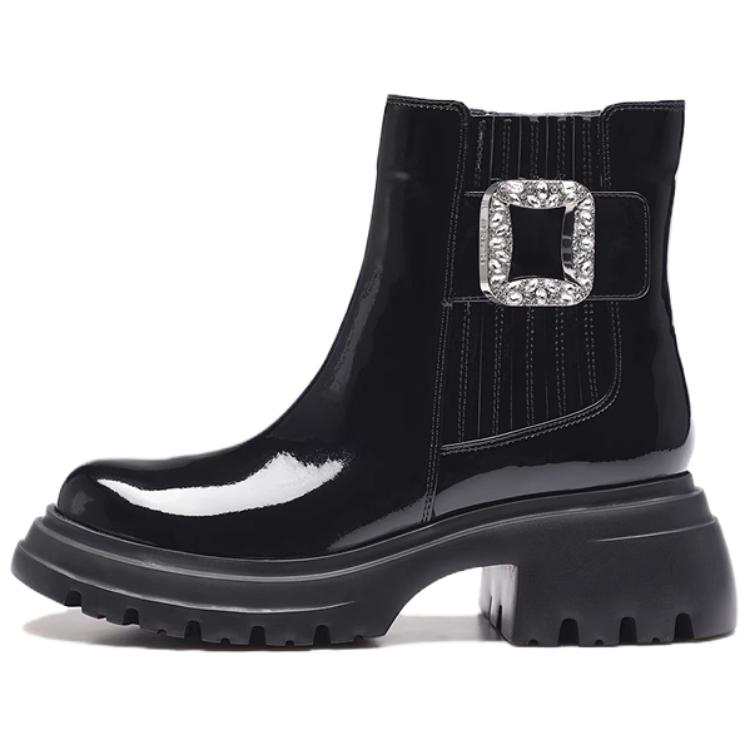 Le Saunda Cow Leather Ankle Boots 3.5cm Women's Black