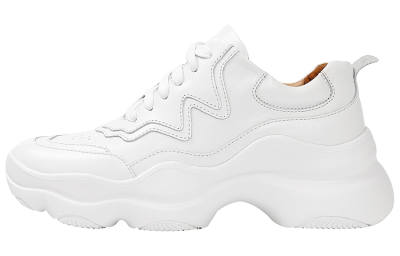 Wayne Flex Top Grain Cow Leather Coverage Height Increasing Low top Chunky Sneakers Women's