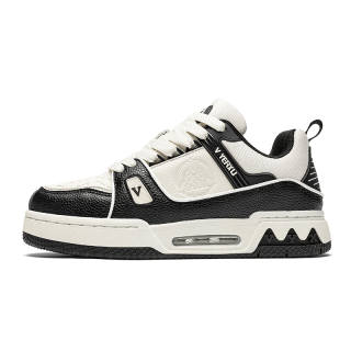 V.YERXU Air Trainer Fashion Trend Low top Casual Shoes Unisex Beige Black