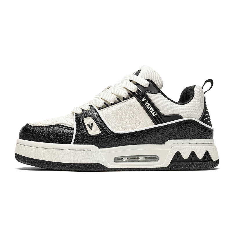 V.YERXU Air Trainer Fashion Trend Low top Casual Shoes Unisex Beige Black