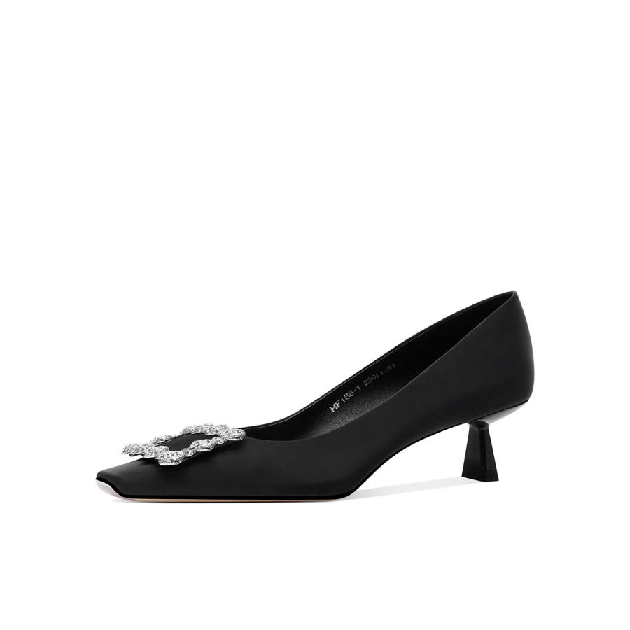 Shesrim Cow Leather Chunky Heel High Heels Women's