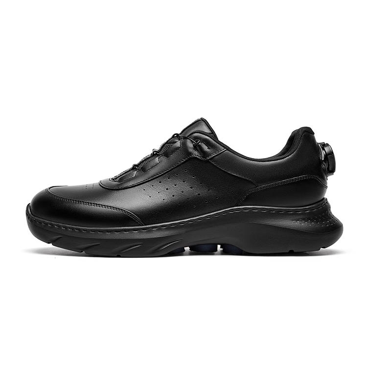 GOLDLION Top Grain Cow Leather Slip Resistant Low top Casual Shoes Men's Black