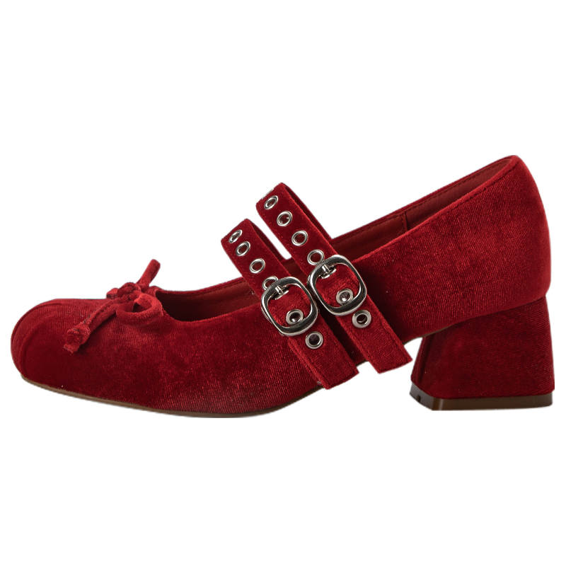 MIAOLV Suede Mary Jane Shoes 4.5cm Women's