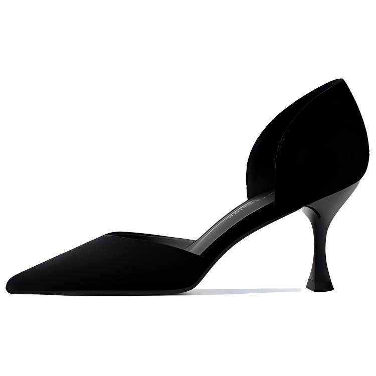 LANMOU Suede Slim Heel High Heels Women's Black