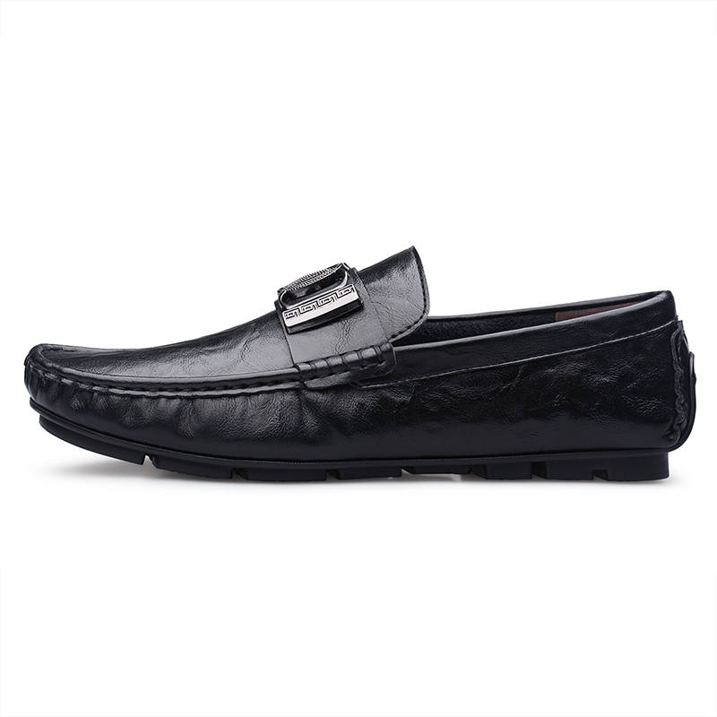 YINGLUNQISHI Cow Split Leather Casual Shoes Men's Black