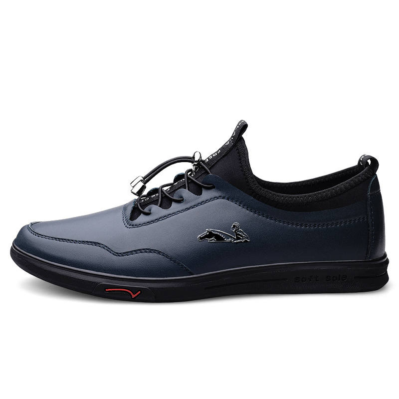 YINGLUNQISHI Top Grain Cow Leather Casual Shoes Men's Blue
