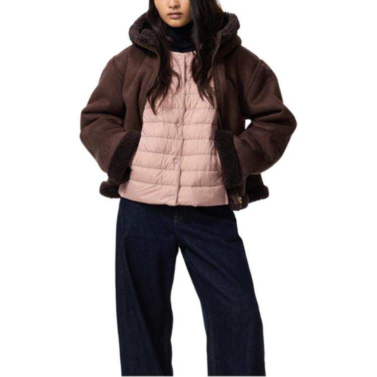 UNIQLO Down Vests Women's Pastel Pink Crew Neck Moderate Other