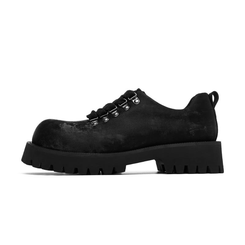 MOMGOG Cow Suede Casual Shoes Men's Black