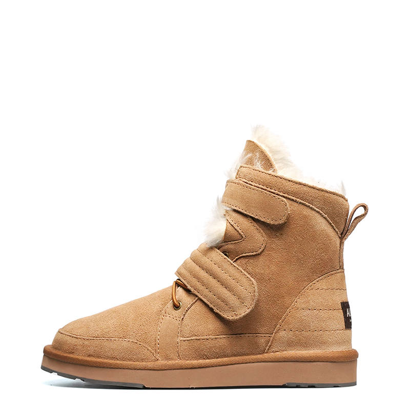AU&MU Sheepskin Thermal Slip Resistant Thermal Slip Resistant Shearling 16cm Snow Boots Unisex