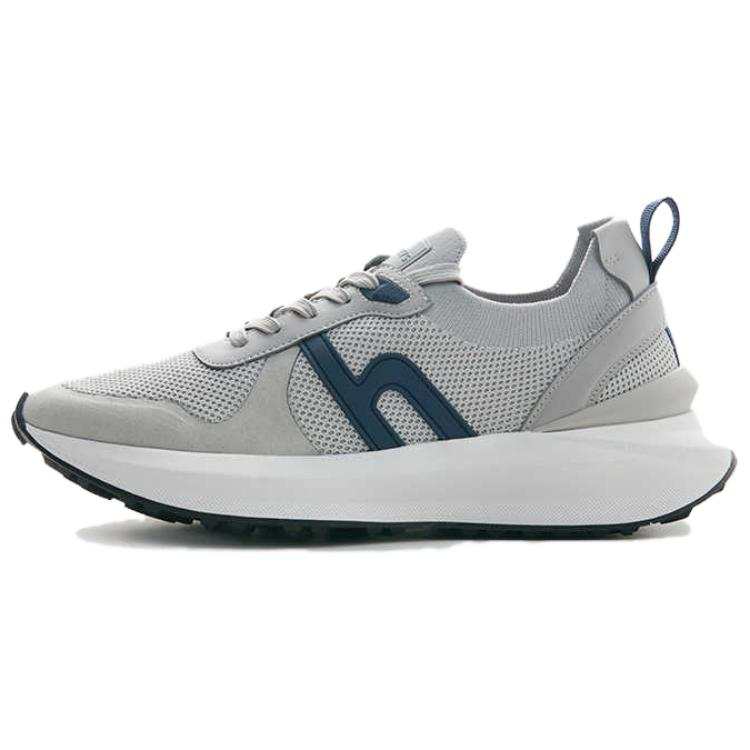 HAZZYS Royal Club Textile, Cow Leather Abrasion Resistant Abrasion Resistant Low top Casual Shoes Men's Blue Gray