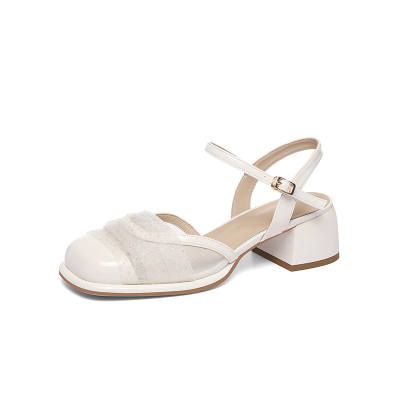 JINSITU PU, Mesh Chunky Heel High Heels 5.5cm Women's