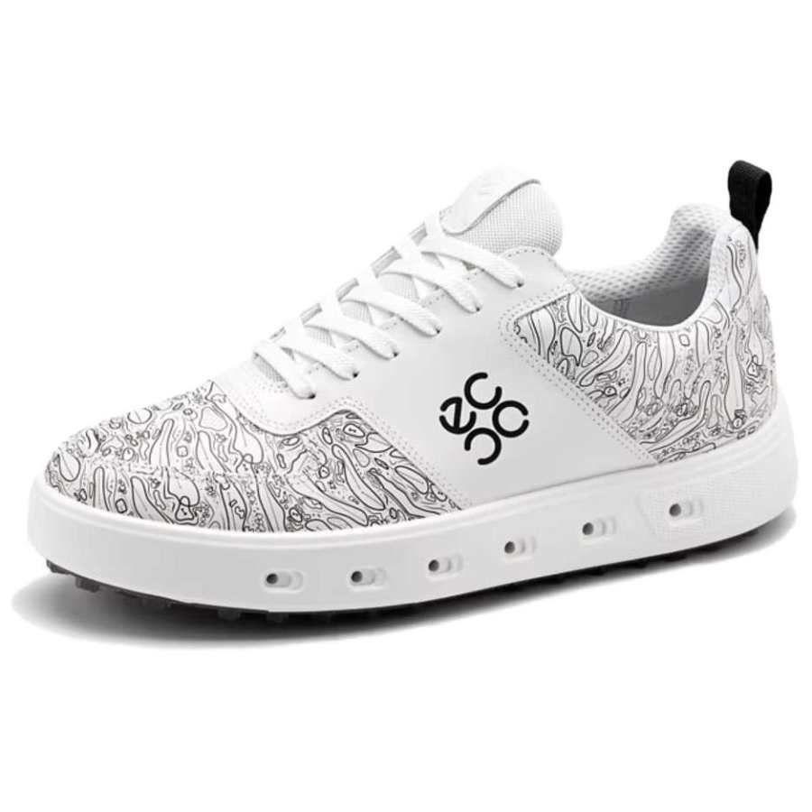 Ecco Street 720 Series Cow Leather Cushioning Slip Resistant Low top Golf Shoes Men's White