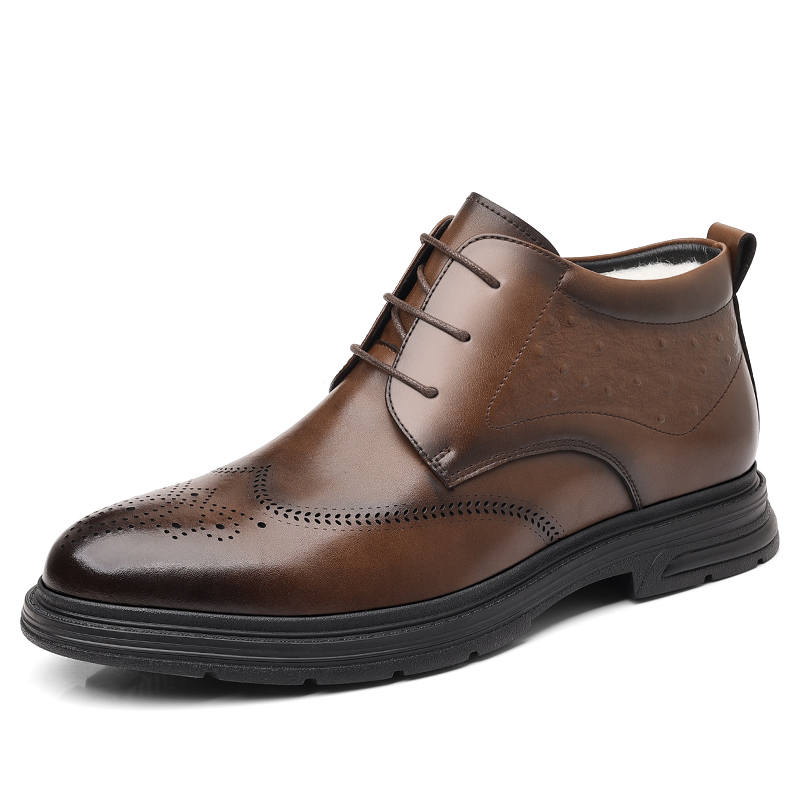 Shanpijiang Casual Leather Shoes Men's Mid Top